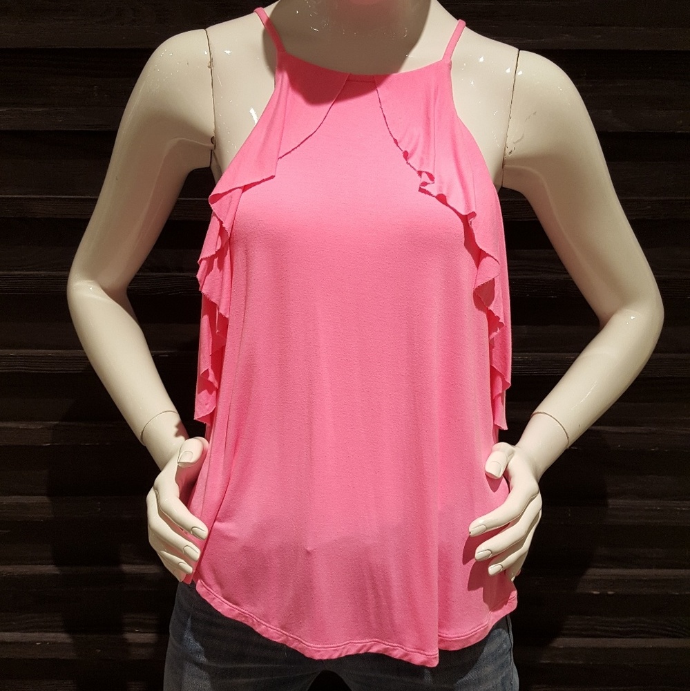 EXPRESS Bright Pink Ruffle Tank